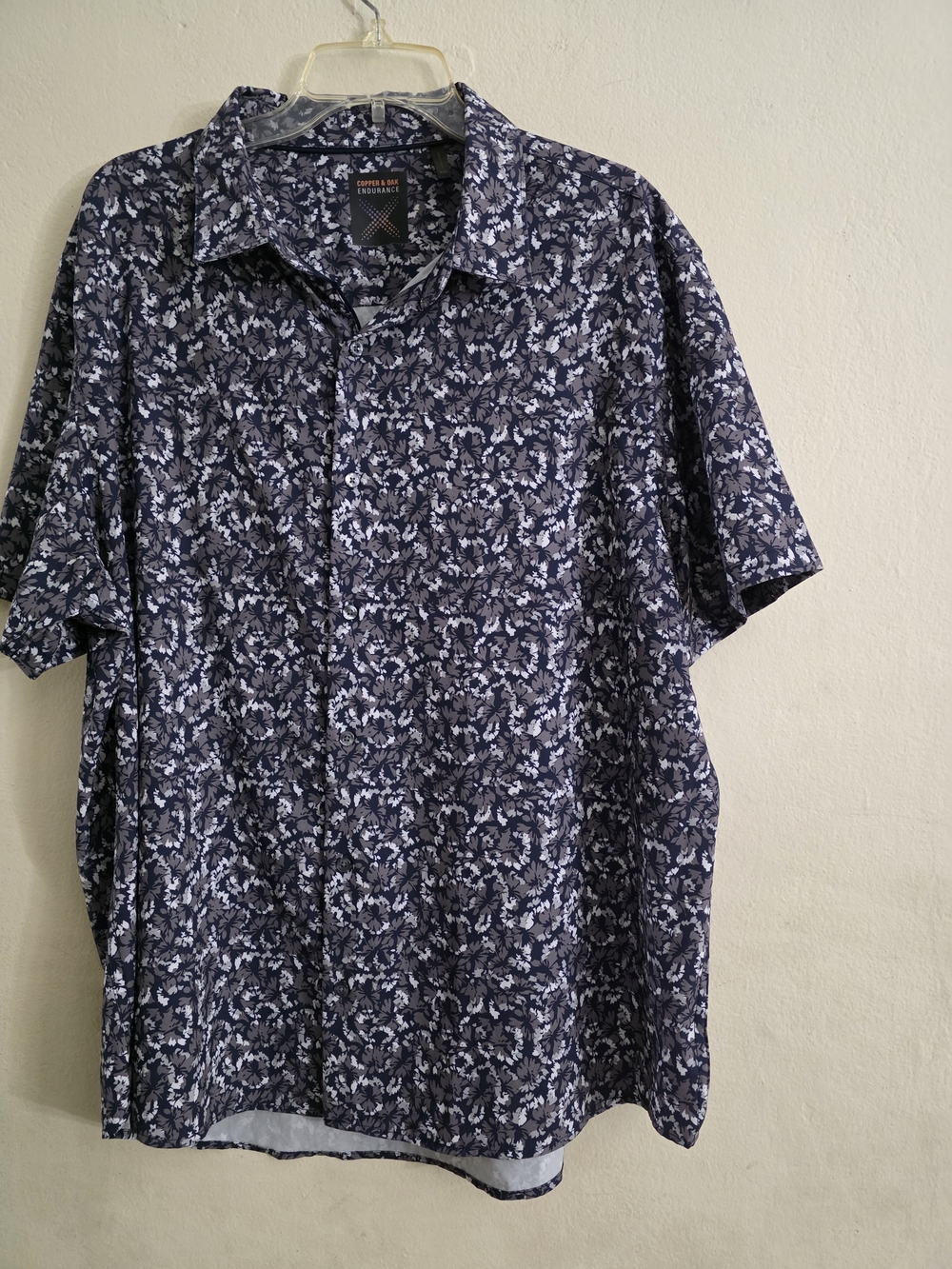Copper And Oak Men’s Short-Sleeve Navy Brown  Button-Down Shirt